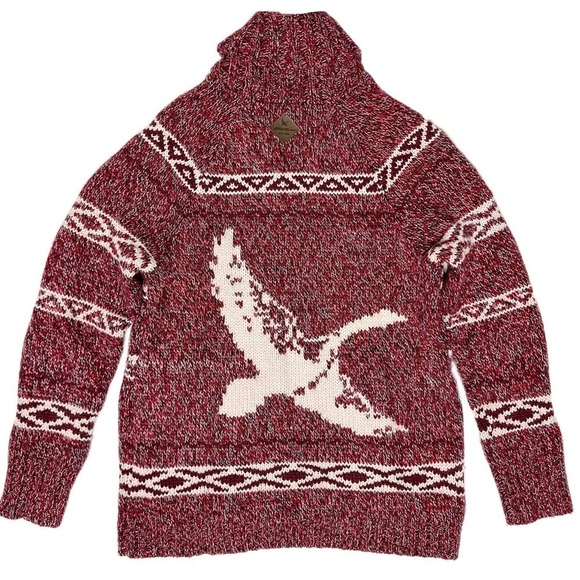 Eddie Bauer Women’s Goose Logo Heavyweight Knit Zip Jacket Cardigan Red Medium - Picture 2 of 13